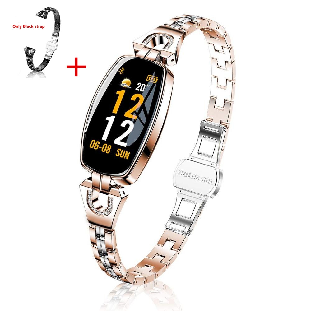 TMYIOYC H8 Intelligente Banda Delle Donne di Fitness Tracker 24-ore di Pressione Sanguigna Monitor di Frequenza Cardiaca Passo Intelligente Wristband Del Braccialetto per ragazza: GD add black strap