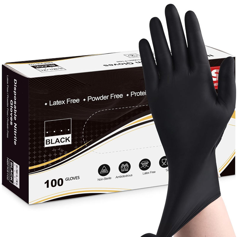 Nitril engangshandsker sorte 20/50/100 stk. latex pudderfri handsker industriel kvalitet madlavning arbejdsrengøring hårfarvehandsker