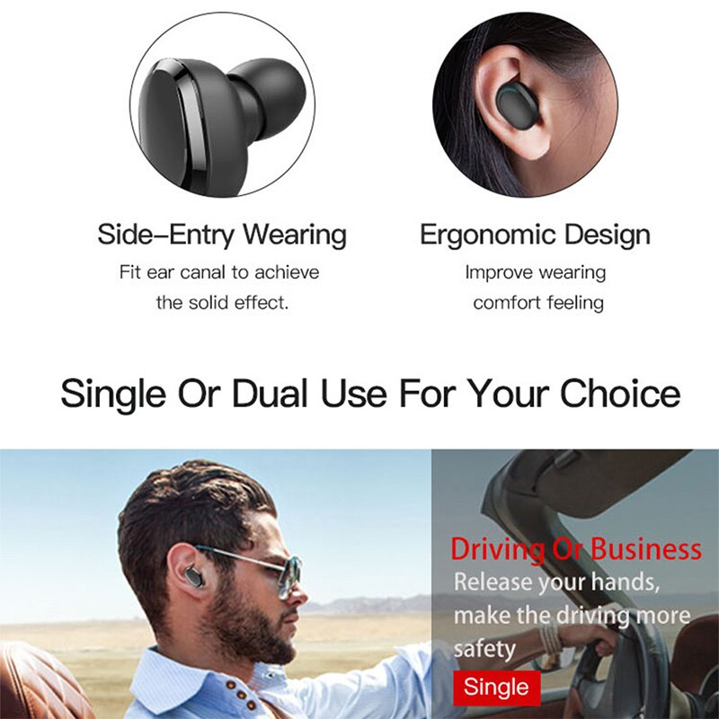 Caridite tws popular sem fio bluetooth fone de ouvido ture bussiness estéreo graves profundos fone de ouvido mini adorável presente esporte fones para homem