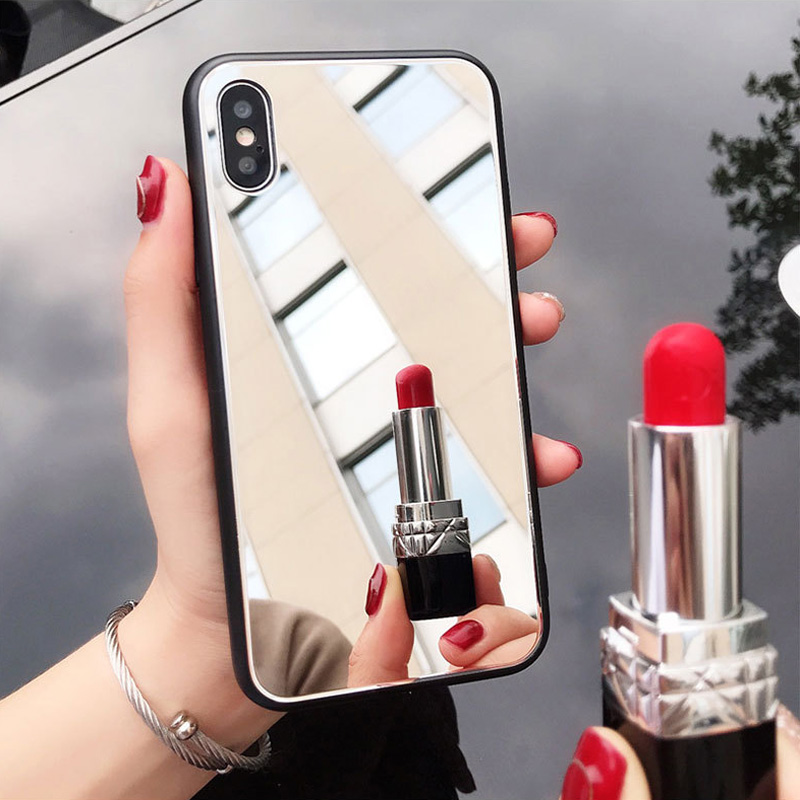 machen-hoch Spiegel praktisch hülle für iPhone 11 12 13 14 15 Profi Max 13Mini Stoßstangen schutz abdeckung für iPhone XS Max XR 7 8Plus Rücken tasche