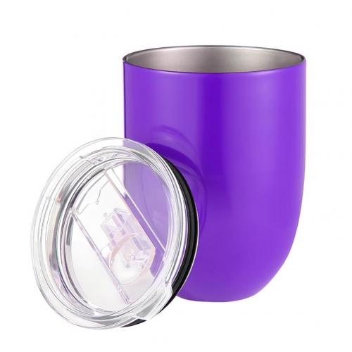 10oz udendørs picnic camping kaffekopper med låg rustfrit stål stammeløs ubrydelig mælkeøl drikke drikke kop tekopper drinkware: Lilla