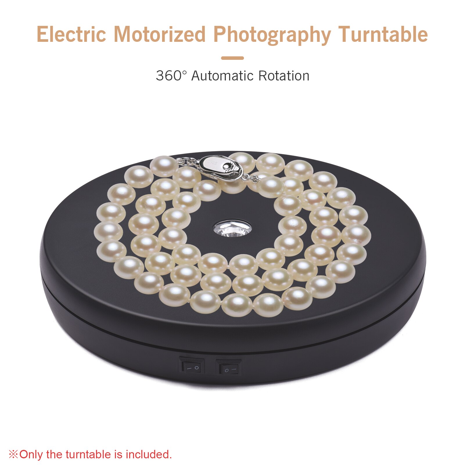 Electric Motorized Photography Turntable 360 Degree Rotatable Display with LED Light for Product Shooting Jewelry Watch Display
