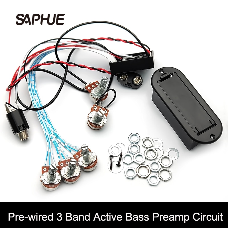 Pre-Wired 3 Band Actieve Bas Circuit Actieve &amp; Passieve Eq Equalizer Elektrische Bas Voorversterker Circuit