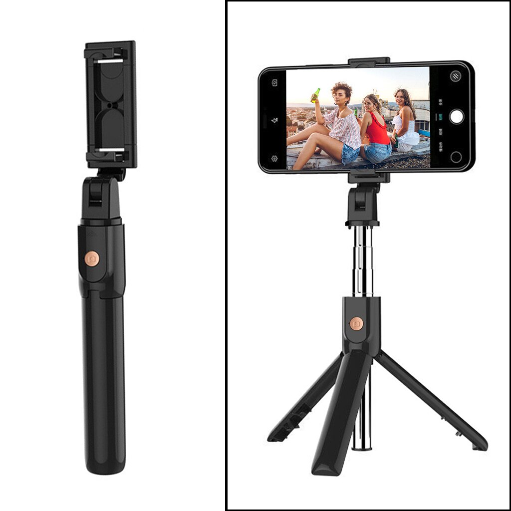 Uitschuifbare Selfiestick | Met Afneembare Draadloze Afstandsbediening Statief Draagbaar Zwart