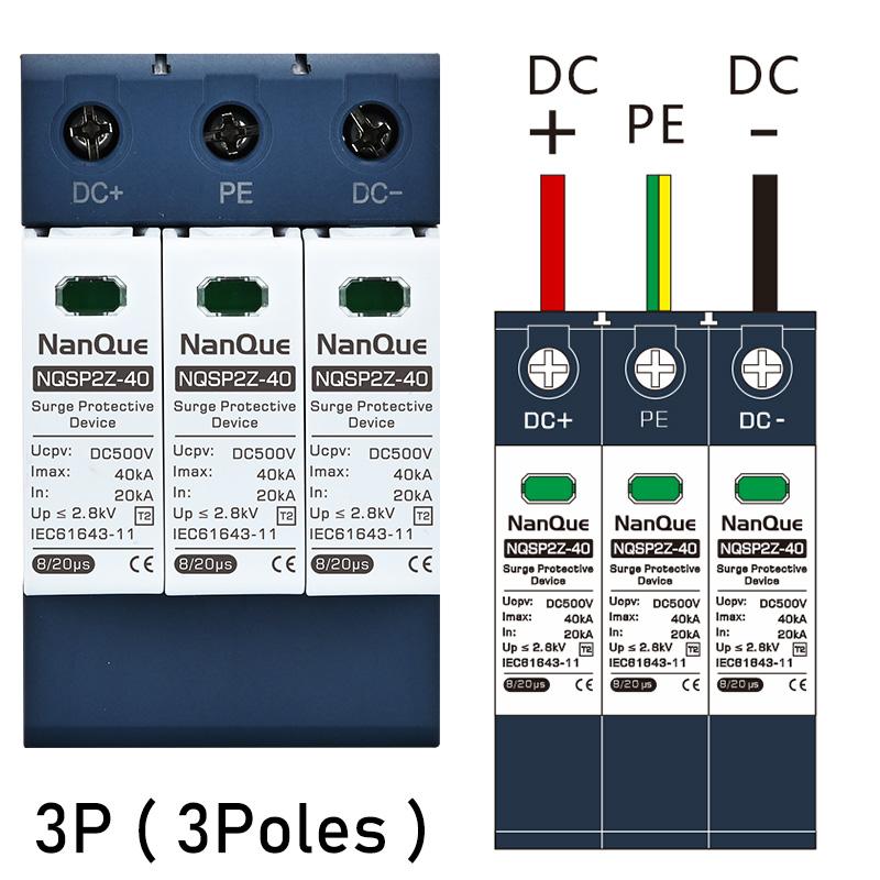 Protector contra sobretensiones DC SPD 100V 250V 500V 800V 1000V Protector contra rayos 20KA 40KA 60KA nueva energía Protector contra sobretensiones DC