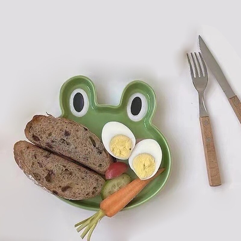 8 Inch Ceramic Plate Cartoon Cute Ceramic Children'S Breakfast Bowl Dish Dessert Fruit Snack Plate Animal Cutlery Bowl Tableware