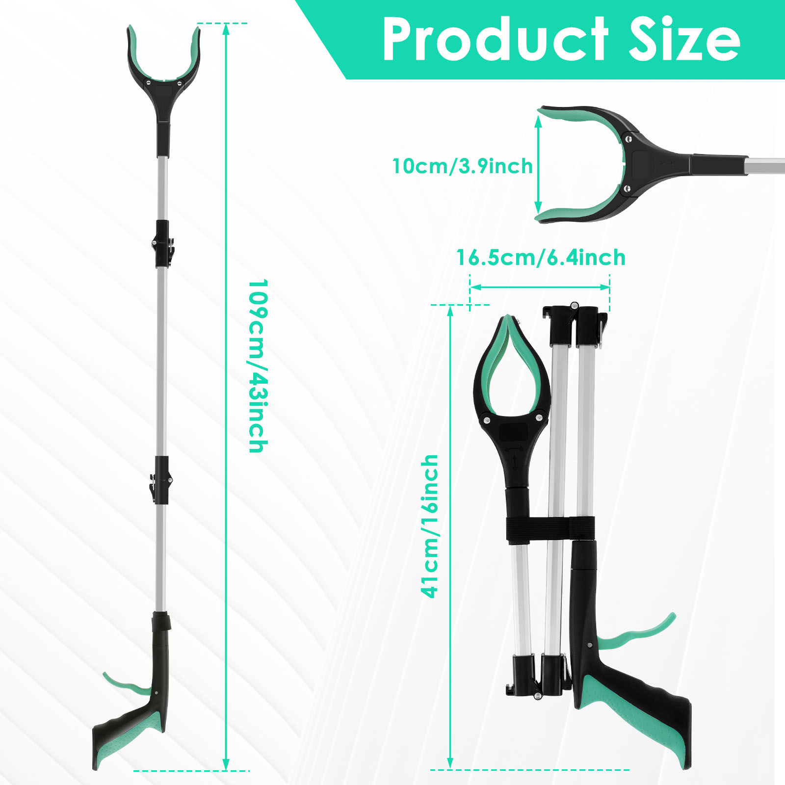 Pinzas Extensibles Housolution De 110 Cm – Recogedor De Aluminio Plegable Con Garra Giratoria Y Mango Ergonómico