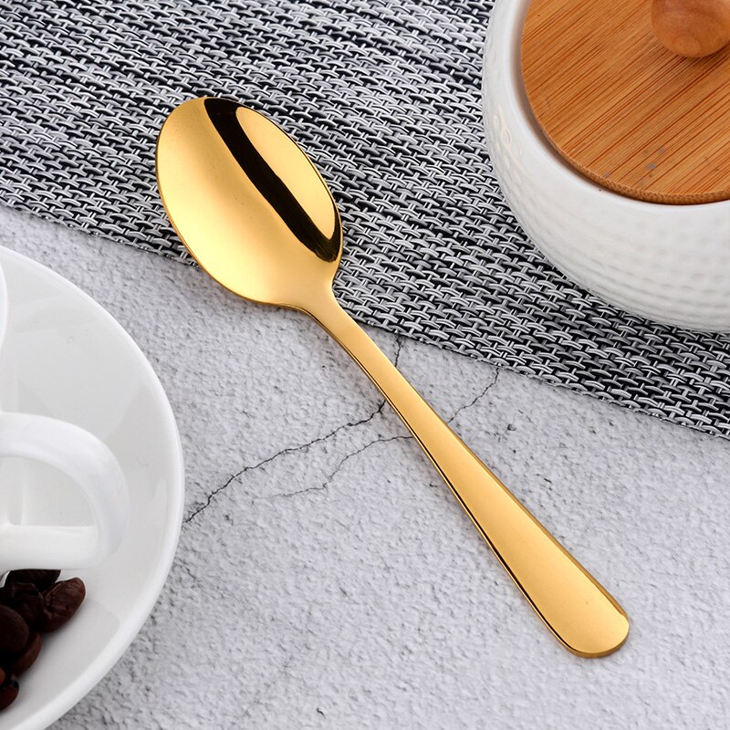 Cuillère à thé en acier inoxydable Rose or | Ustensiles de table, cuillère en or de cuillère à café Vintage, outil de cuisine de fête 10 pièces: gold / 5pcs