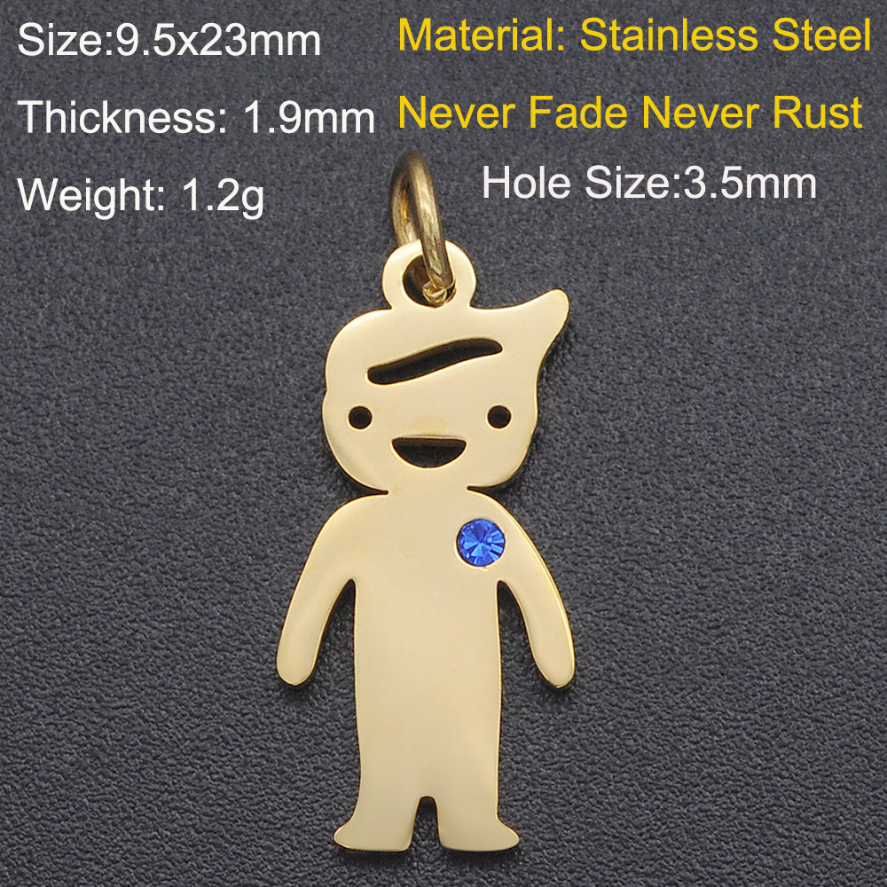 5 Stks/partij 316 Roestvrij Staal Jongen Meisje Familie Charm Hanger Dochter Bedels Voor Armband Maken Sieraden Hanger: Antique Bronze Plated