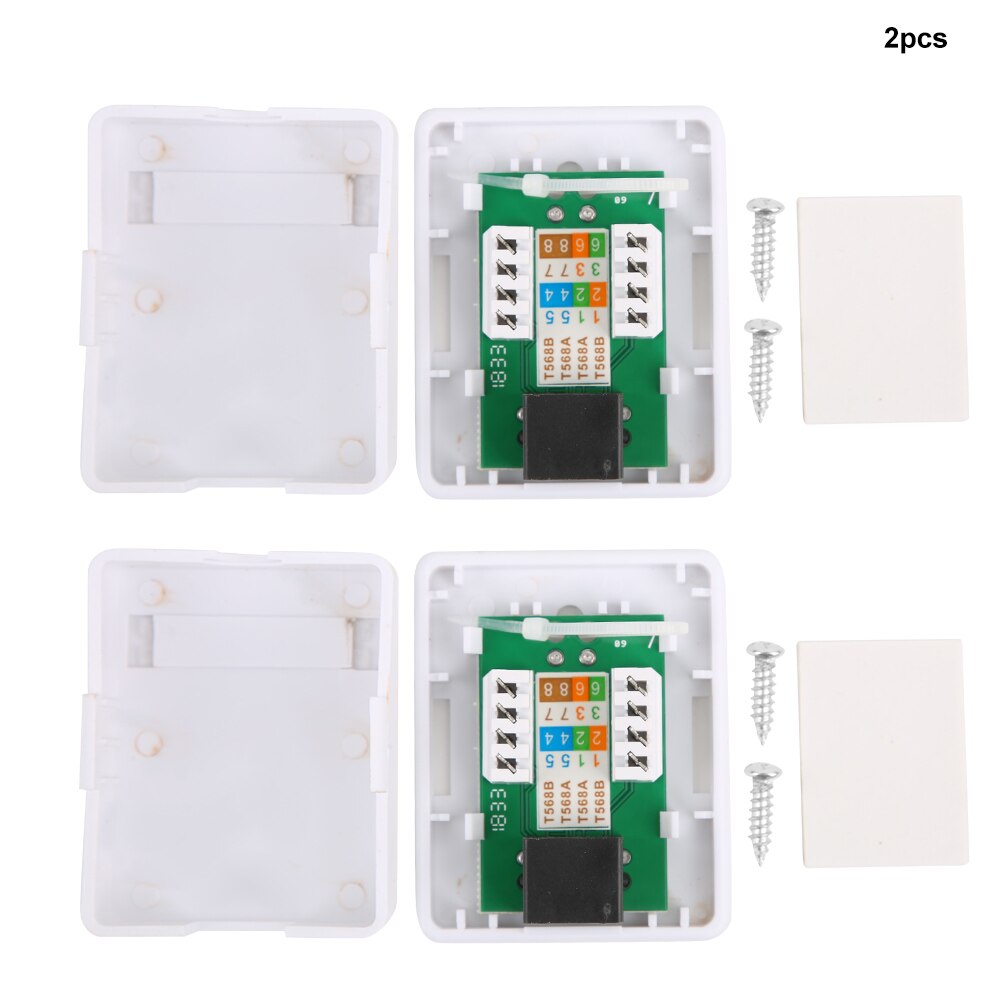 Scatola Da Parete O Scrivania Riteav - 4 Porte RJ45 CAT6 (Femmina-Femmina) - Colori: Nero, Blu, Verde, Bianco - Montaggio A Superficie Con Viti E Nastro
