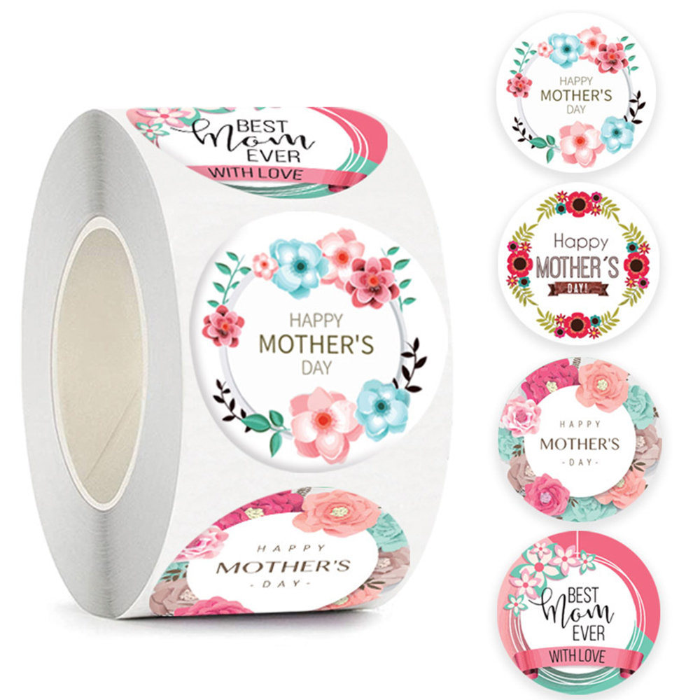 50-500 Stuks Gelukkige Moeders Dag Stickers Ronde Bedankjes Stickers Voor Cadeaubonnen Decoratie Envelop Zegels Cadeaupapier Feest Gunst