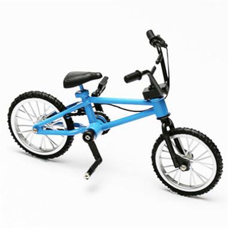 Blå simulering legering finger bmx cykel barn pedagogisk mini storlek greppbräda cykel leksaker med bromsrep: Blå