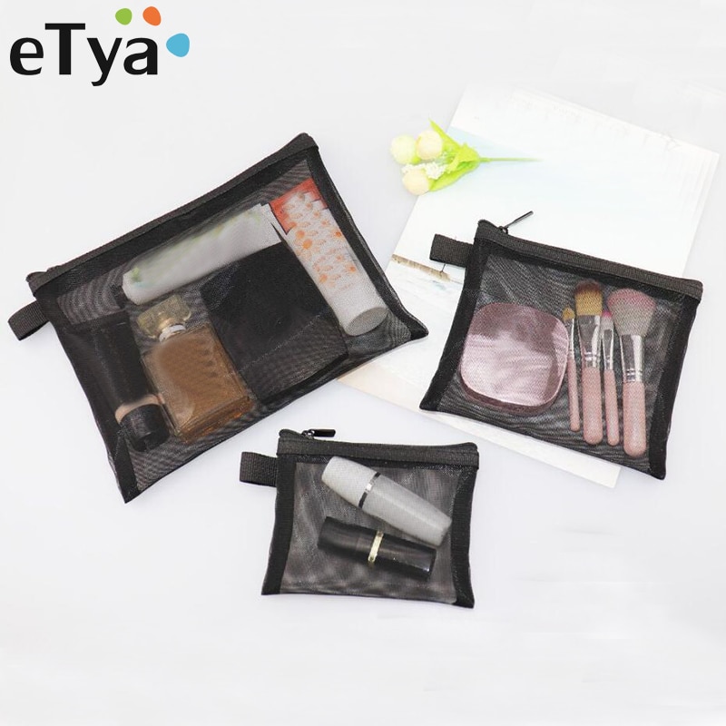 Etya kvinder gennemsigtig rejse kosmetik taske mesh lynlås make up taske makeup arrangør toiletartikler skønhed vaske kit taske taske pose