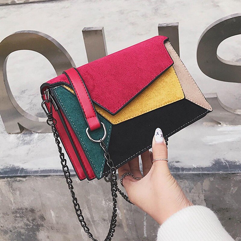 1 Pc Pu Stiksels Messenger Bag Vrouwen Meisjes Dames Multicolor Patchwork Lederen Crossbody Schoudertas Aankomst: RD