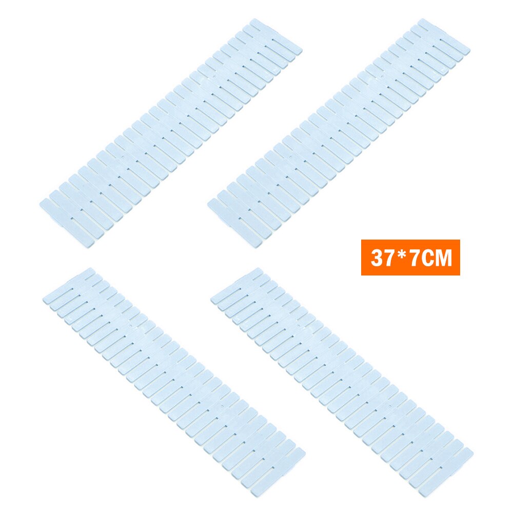 4pcs Drawer Divider Adjustable Plastic Free Combination Partition Storage Shelves Organizer Underwear Socks Makeup Clapboard: S blue 4pcs