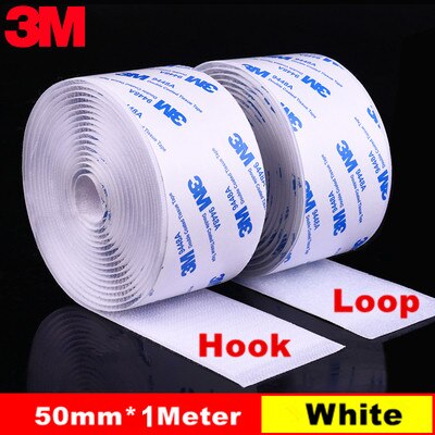 Moq 1M 20/25/30/38/50Mm Sterke Zelfklevende Sluiting Tape Nylon Haken en Loops Sticker Velcroos Lijm 3M Lijm Magie Voor Diy: White 50mmX1M 1Pair