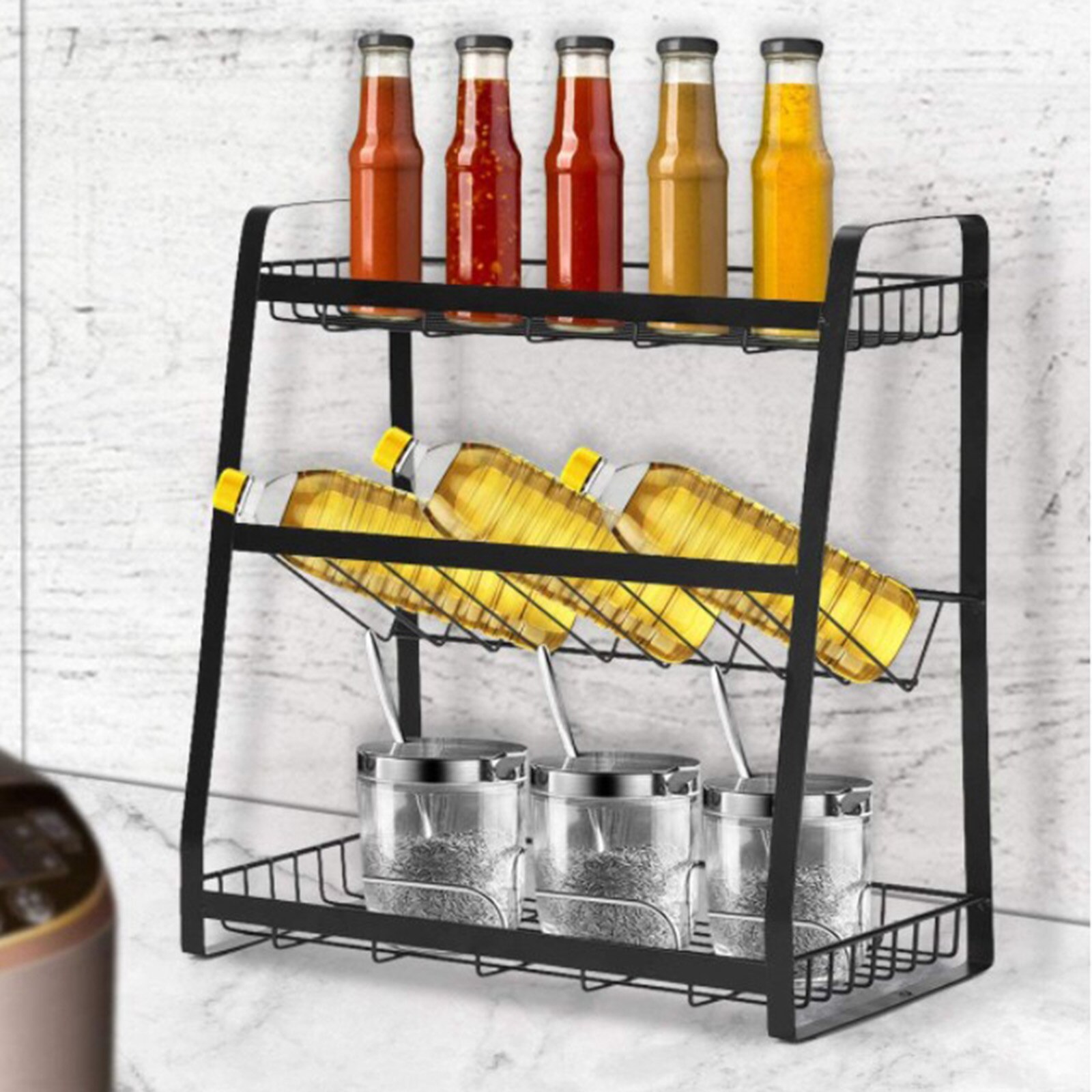 3 TIER SPICE HERB JAR RACK HOLDER FOR KITCHEN DOOR CUPBOARD STORAGE WALL
