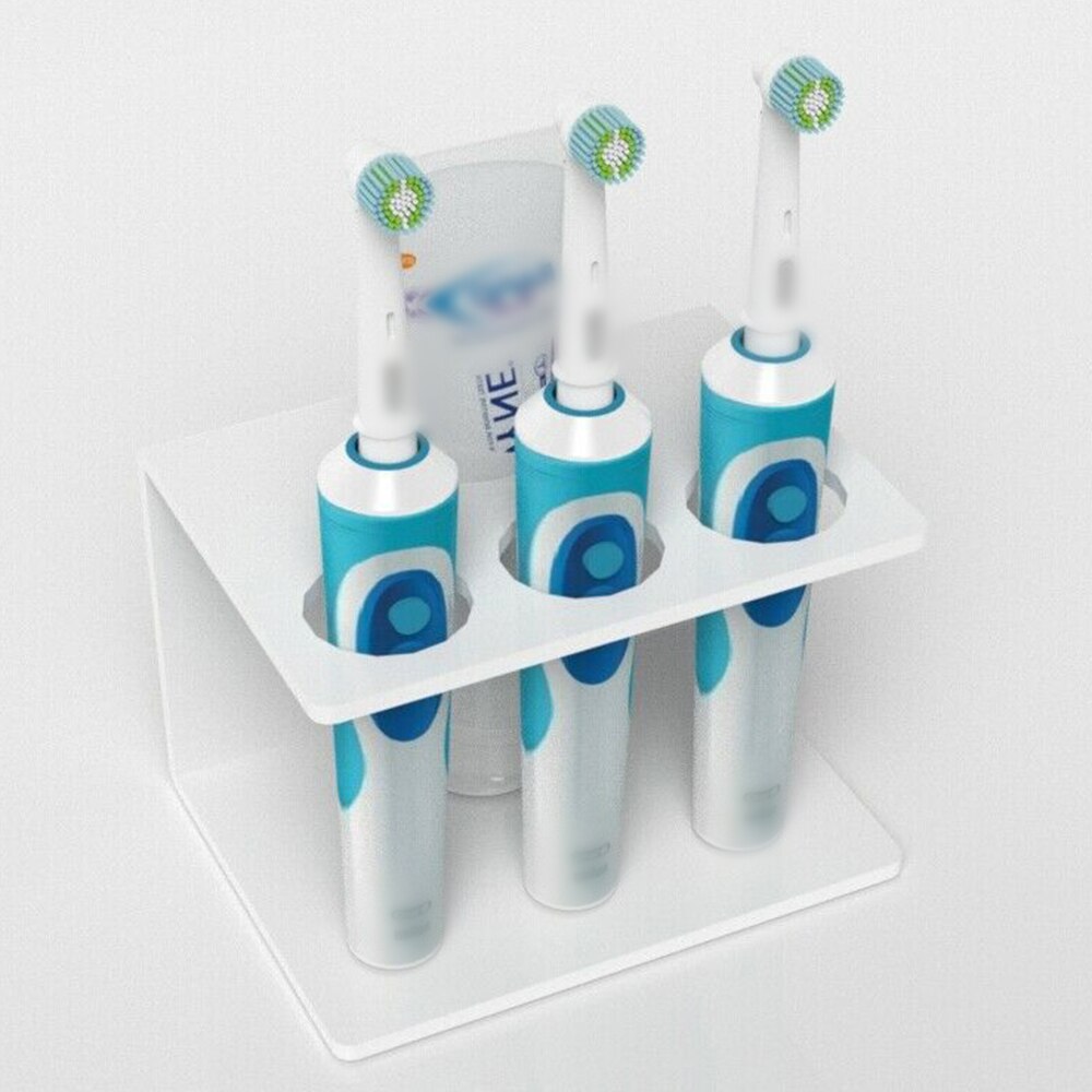 Akryl tandbørsteholder elektrisk tandpasta badeværelse hvid / sort 1 stk let at rengøre tandbørsteholder: Hvid 3 hul