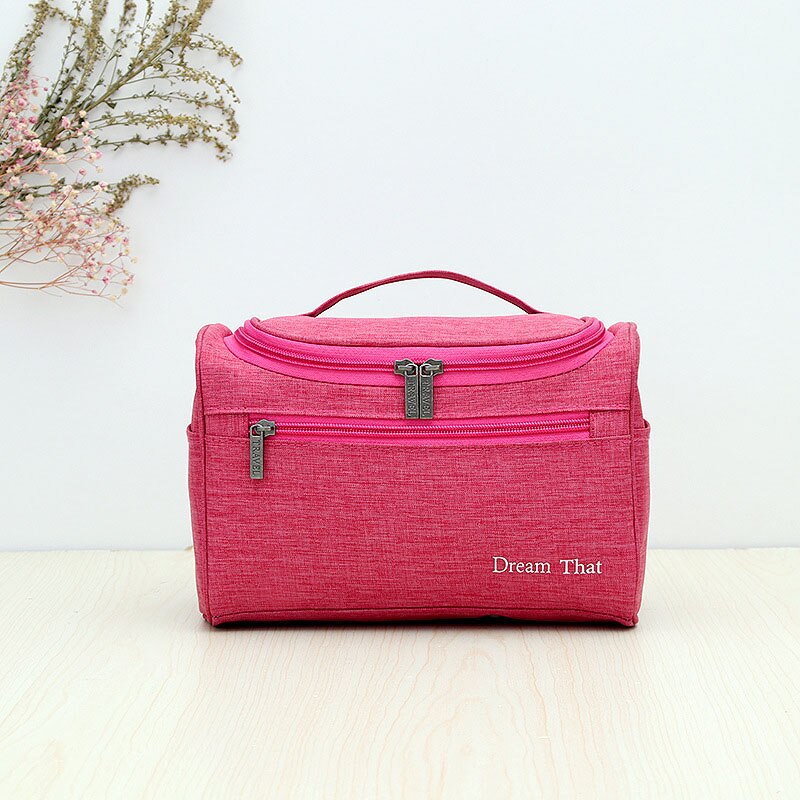 Bolsa de cosméticos organizadora para viagem, bolsa feminina para maquiagem com capuz, armazenamento de casa de banho: Rose red
