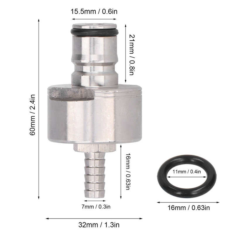 Carbonation Cap with O-Ring Stainless Steel Carbonate Cover Home Beer Brewing CO2 Coupling Carbonate Soda