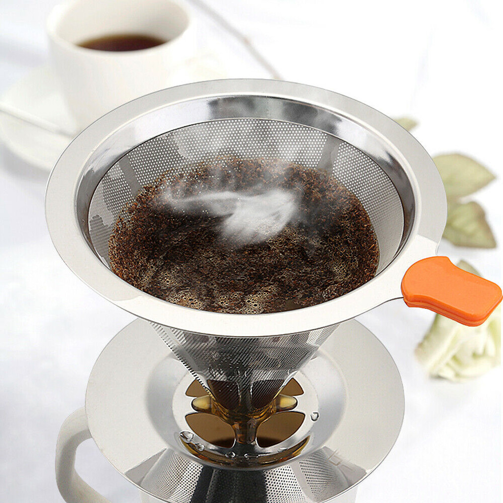 Stainless Steel Pour Over Cone Dripper Reusable Coffee Filter with Cup Stand Coffee Capsule Plastic Capsule Refillable