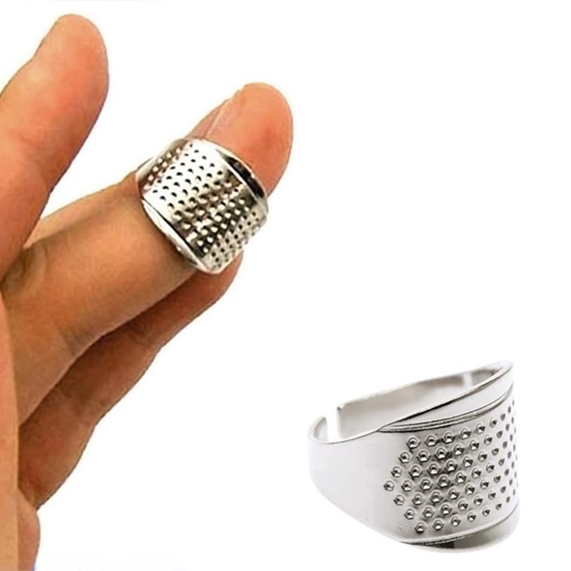 Anillo dedal Protector de dedo ajustable, aguja dedal para trabajo manual, artesanía, hogar, accesorios para herramientas de costura