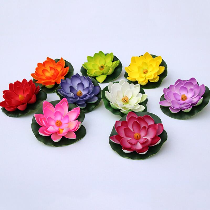 Simulación de Acuario, flor de loto flotante en el agua, tanque de peces al aire libre, piscina, paisaje, plantas, Color aleatorio, 2 uds.: 10cm Flowering