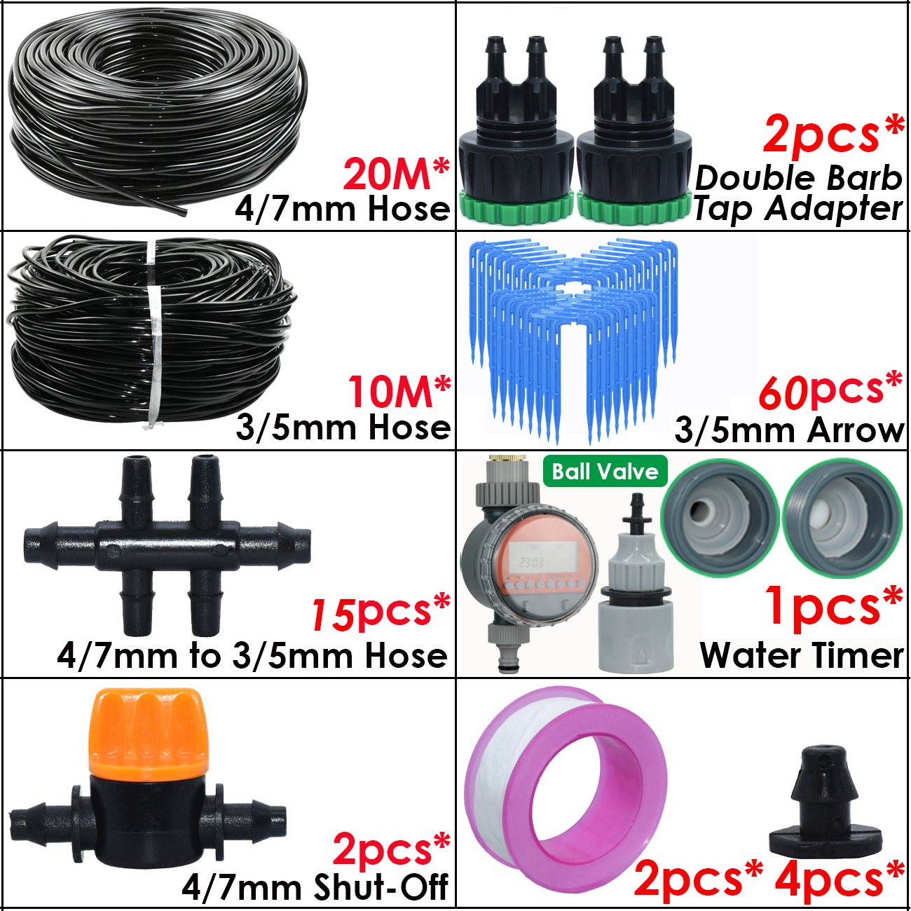 Sprycle Kit de sistema de riego automático para jardín, gotero de riego por goteo, manguera de 4/7mm a 3/5mm, para plantas, bonsái, balcón: Lavanda