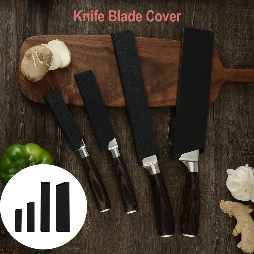 ABS Velvet Knife Blade Protector Set 3.5,5,5,8 inch Stainless Steel Knife Covers Kitchen Knives Blade Guards Cutlery Accessory
