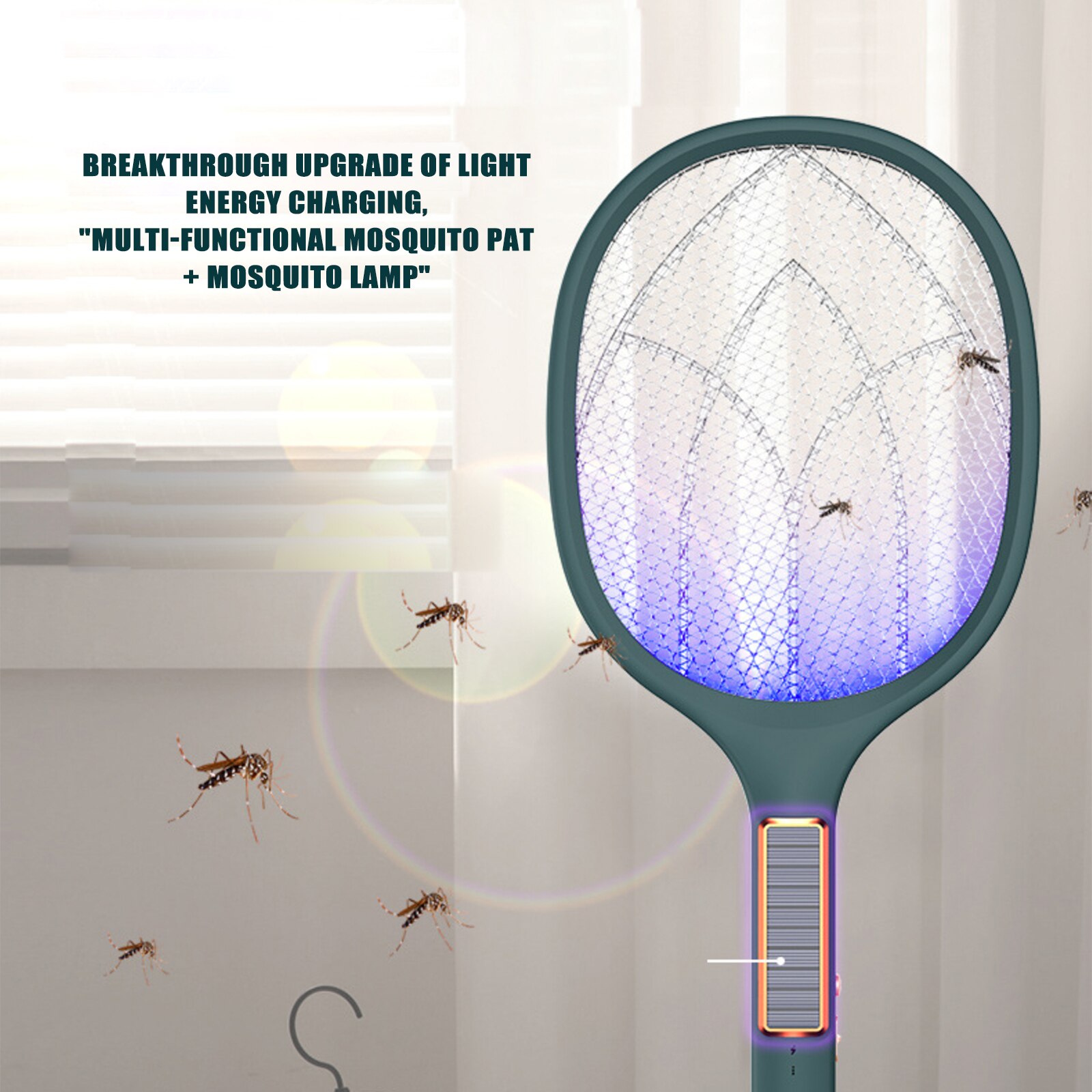 Matamoscas eléctrico recargable por USB, raqueta exterminadora de insectos voladores para el hogar, 1200mAh, insertos, productos de Control de plagas