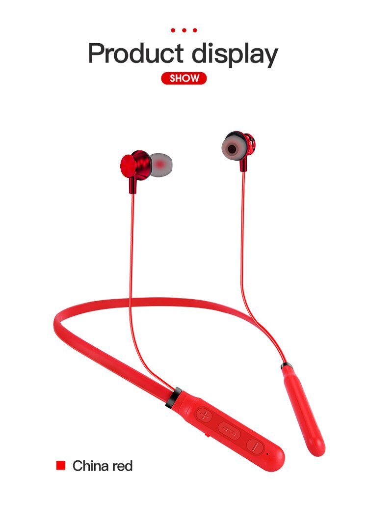 Magnetic Wireless Bluetooth 5.0 Earphones Neckband Stereo Headset Handsfree Waterproof Earbuds Headphones With Mic earpiece: Red