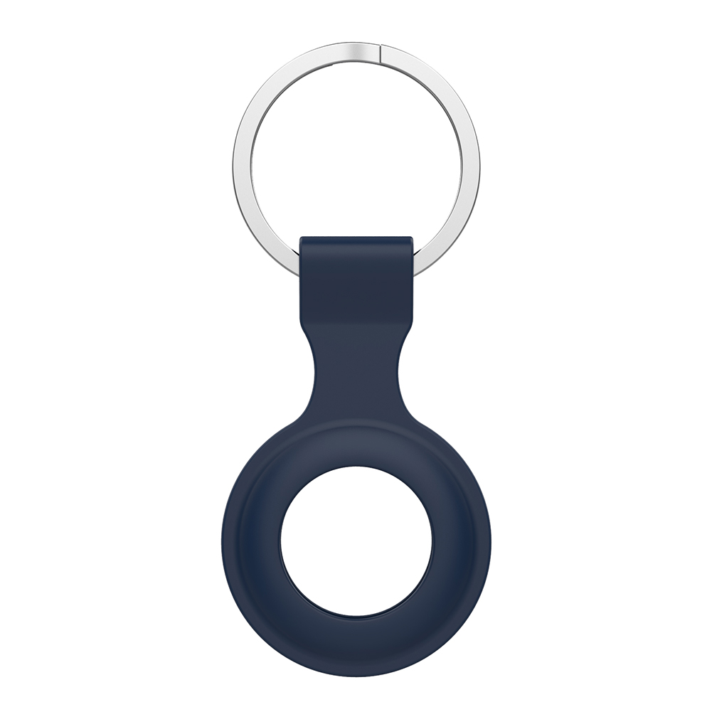 Silicone Protective Case Portable Keychain Protective Sleeve Anti-Lost Device Protector Cover for Apple Airtags Locator Tracker: Midnight Blue
