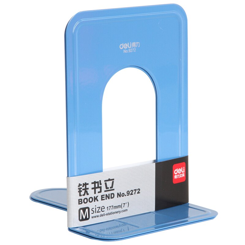 Deli 1 Pair Portable Metal Bookends Foldable Library bookend Desktop Book Shelf School Office Supplies Stationery 9272: blue