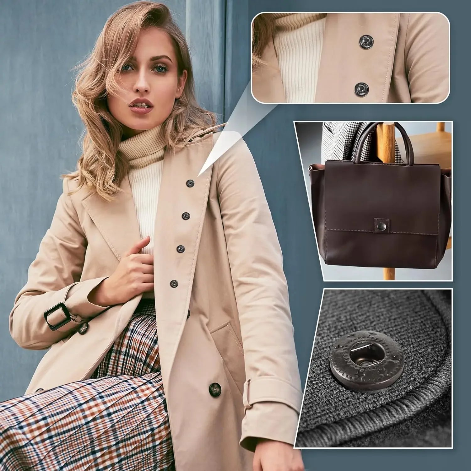 40 jeux de boutons-pression en métal avec pince, bouton de couture, Kit de fixation à pression épais, bricolage artisanal pour l'installation de vêtements à coudre