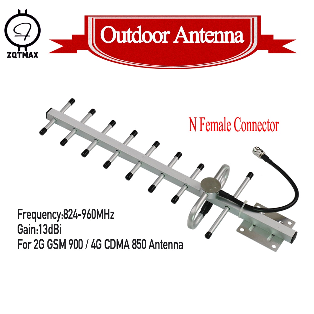 Zqtmax 13 dbi 9 enhet 806-960 mhz extern utomhus yagi antenn cdma 850 mhz gsm antenn med n hona för mobil signal repeater