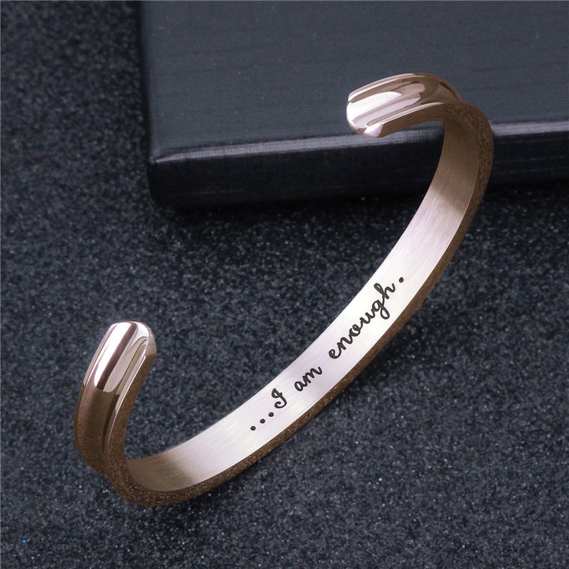 Stainless Steel Bracelet Bangles for Women I am enough Bracelet Friendship Cuff Bracelets Inspirational Jewelry pulseras