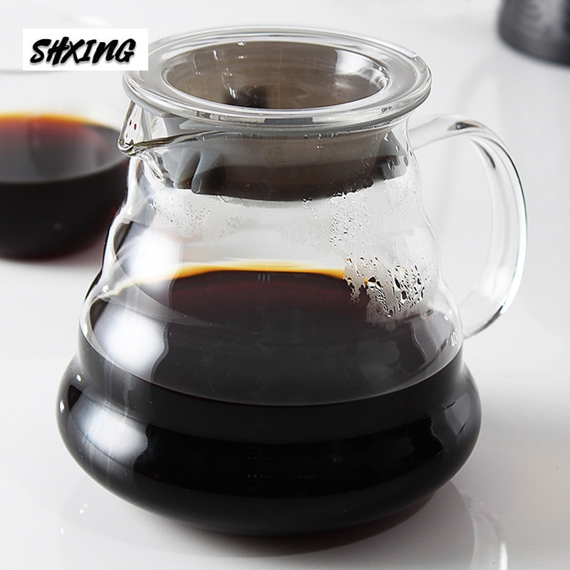 Suit V60 Pour Over Glass Range Coffee Server Carafe Drip Coffee Pot Coffee Kettle Brewer Barista Percolator Clear