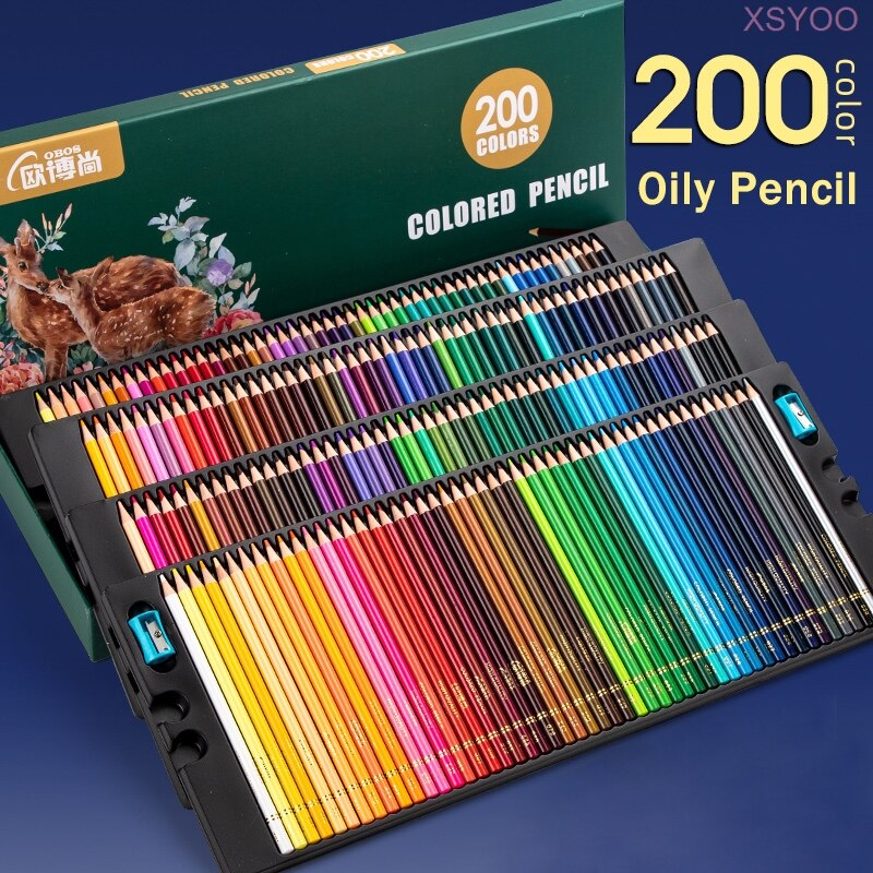 Profesjonalny komplet kredek olejowych 200 kolorów drewniane kredki akwarelowe rysunek kredki szkolne artykuły artystyczne: 200 olej zabarwienie