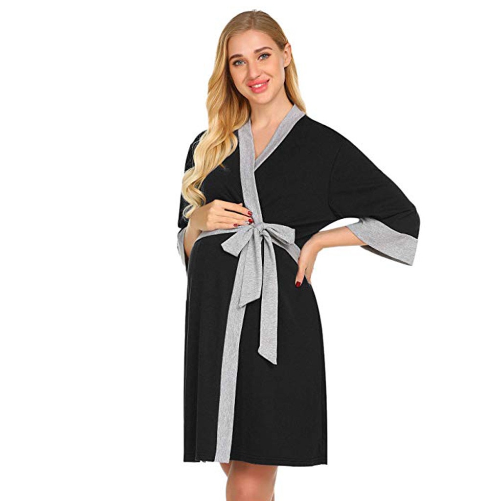 Camisola de maternidade enfermagem pijama, roupão de entrega de robe, camisola de amamentação, nuisette, femme