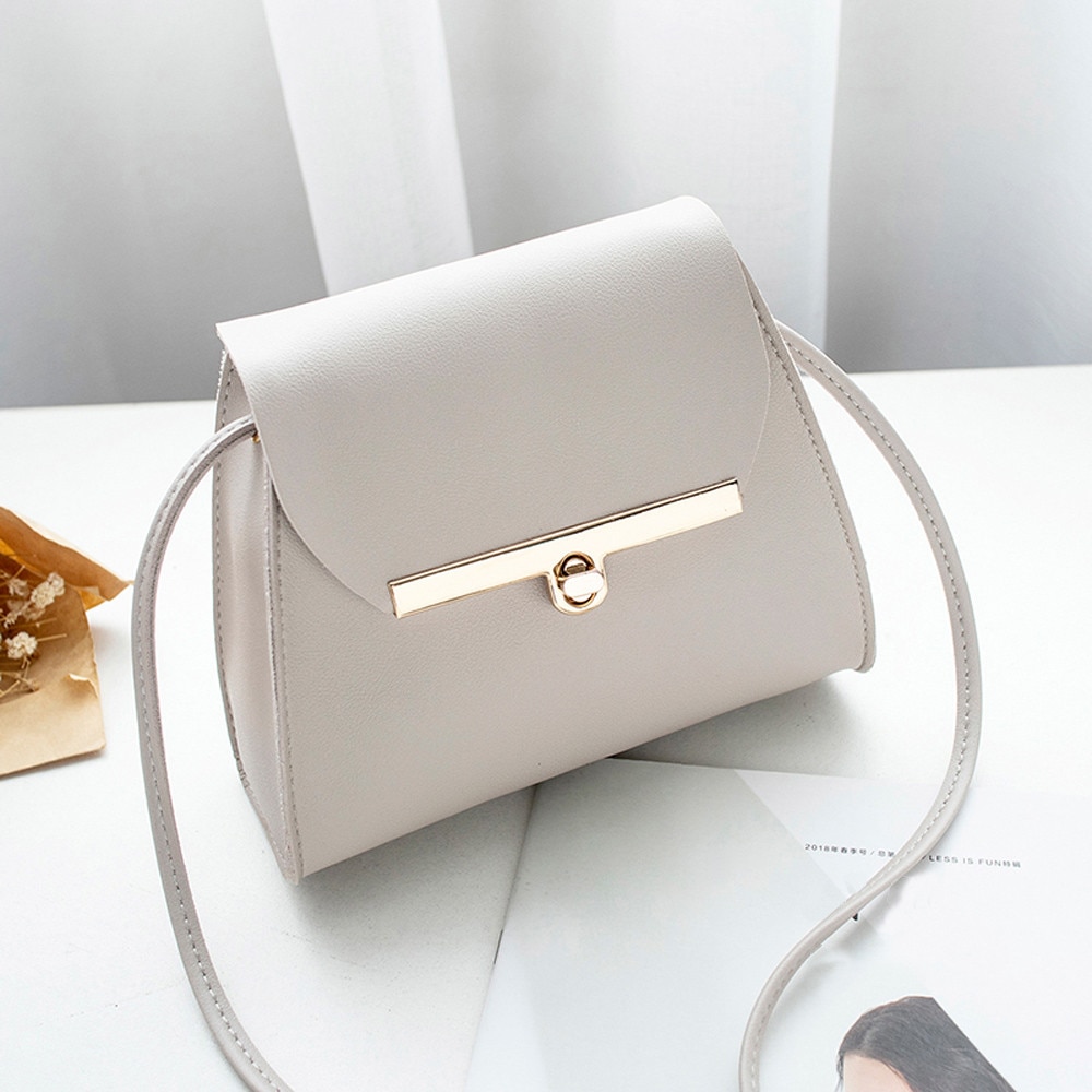 Dames messenger bags pure kleur snoepkleuren leren hasp schoudertas borsttas bolsos mujer #yjp: Grijs