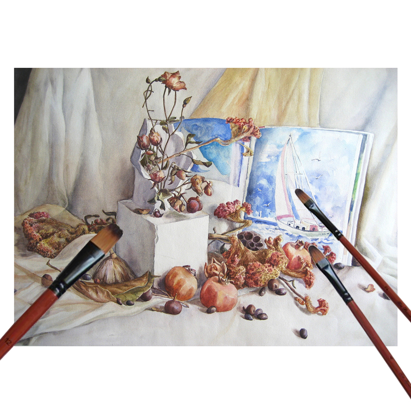 6 unids/set pincel acuarelas pinturas al óleo gancho plano/redondo/inclinado de nailon para el pelo Diy pluma de acuarela para artistas pintores principiantes