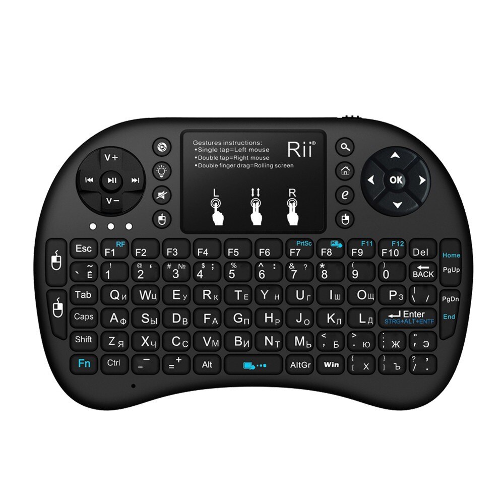 Rii-miniteclado inalámbrico i8, ruso, batería de litio, retroiluminación, ratón remoto, Control táctil, Handhe, TV BOX, Laptopld