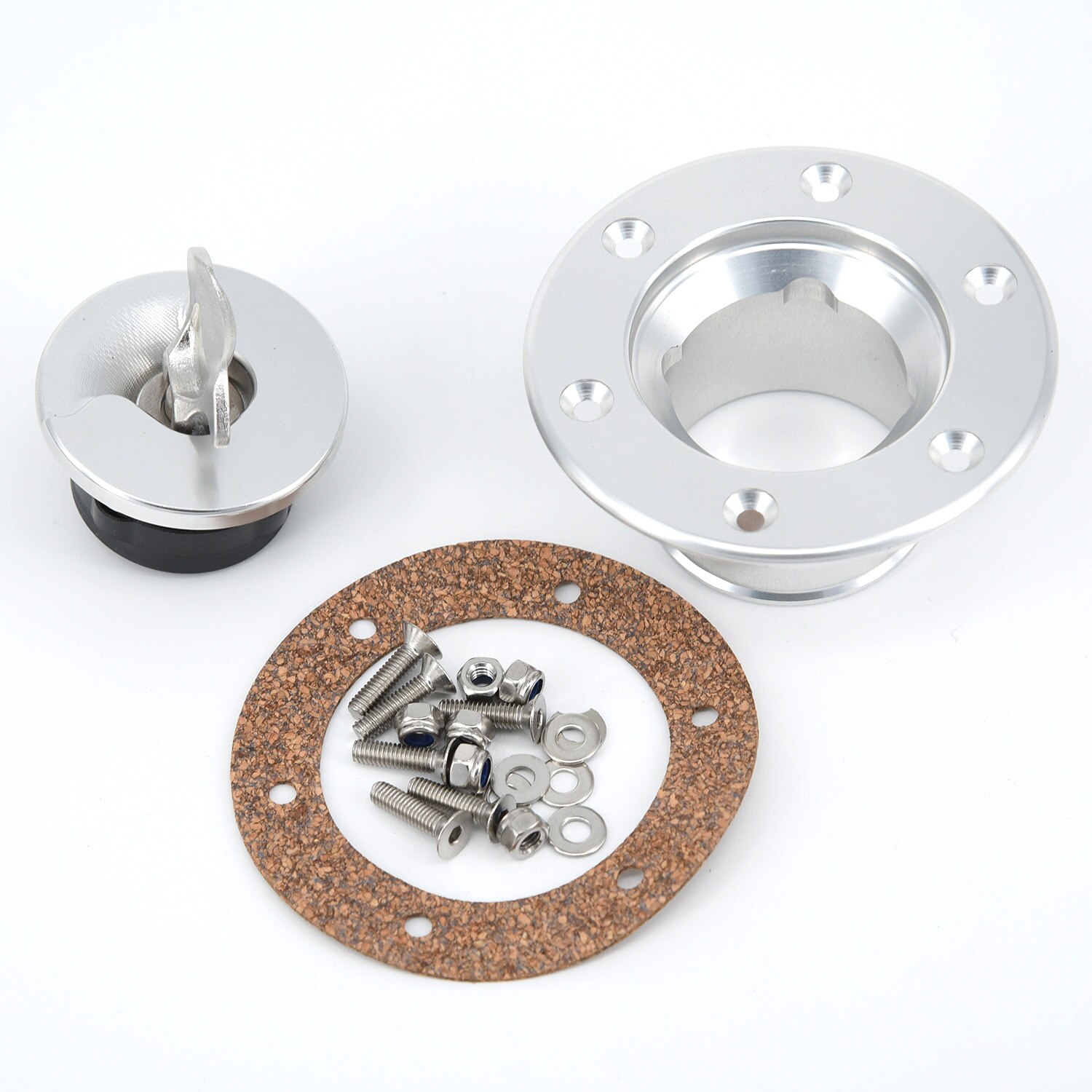 Fuels Cell Gas Cap + 6-Hole Anodizeds Flush Mount Billet Aluminum Aircraft Style