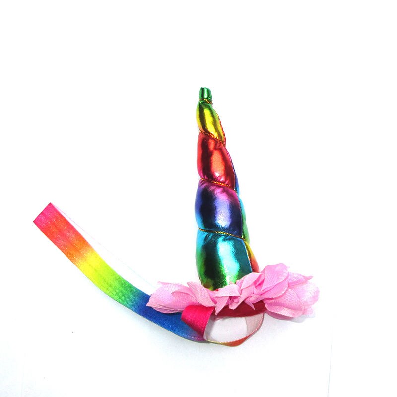 Magical Floral Rainbow Unicorn Horn Head Hats Party Hair Headband Fancy Dress Cosplay Decorative Fairy Party Hats: Pink
