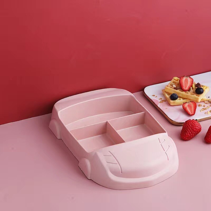 Children Tableware Plates Set Baby Feeding Dish Kids Crockery Split Plate Toddler Spoon Fork Bowl Kid Food Dishes Cutlery Gadget: Pink dinner plate