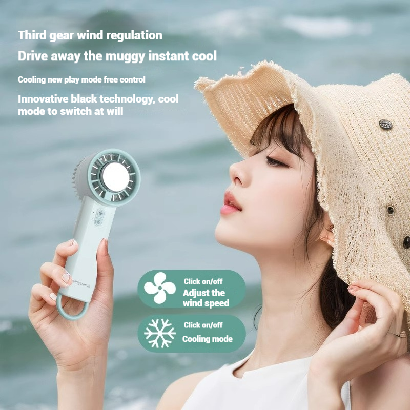 Upgraded Electric Mini Fan Refrigeration Handheld Fan USB Rechargeable Portable Cooling Fan Air Cooler