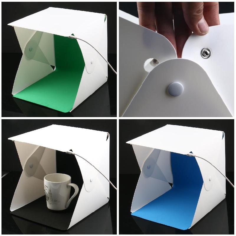 Mini Folding Studio Diffuse Soft Box Lightbox with LED Light Photography Background Photo Studio DOM668