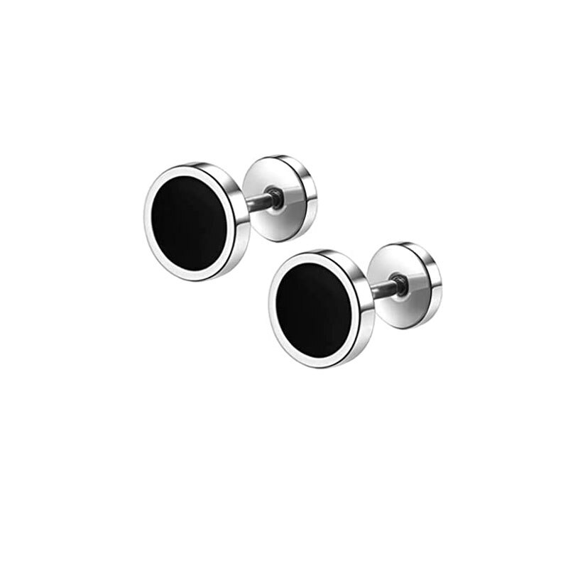 6 Pairs Barbell Oor Stud Set Titanium Staal Hypoallergeen Piercing Punk Oorbellen Sieraden Voor Mannen Vrouwen 8Mm Goud Zilver zwart: StyleA-Steel-1pairs