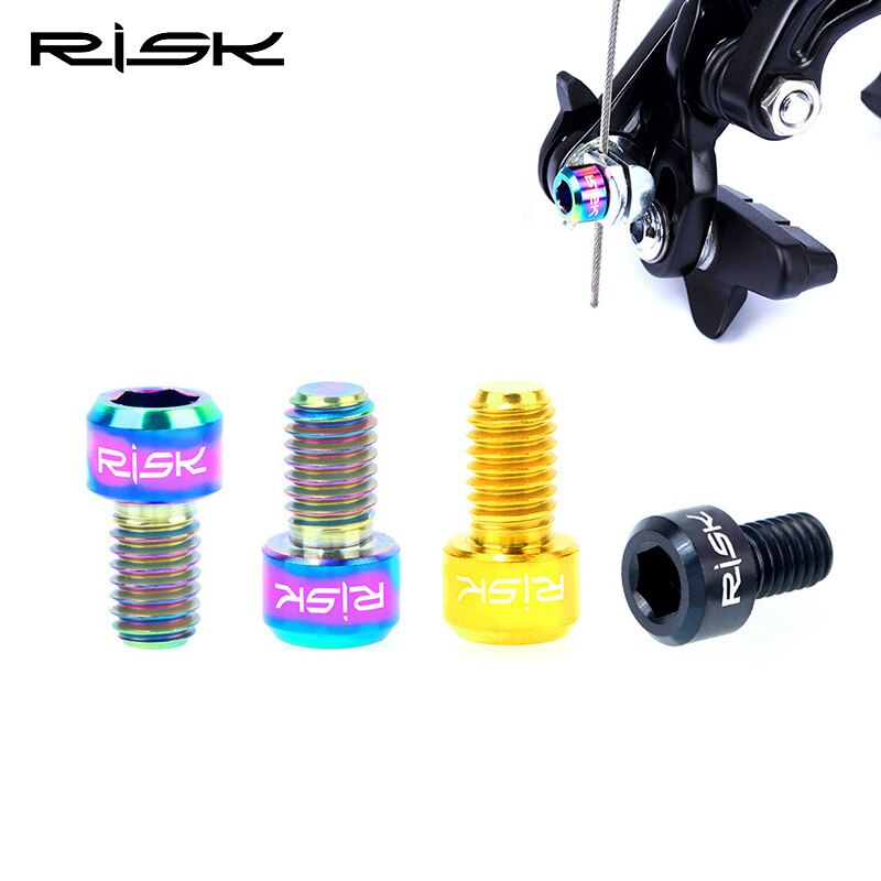 RISIKO 2 stücke M6x10mm Fahrrad Bremse Draht Befestigung Schrauben Titan Fahrrad Inneren Kabel Drücken Schraube MTB Rennrad Brems Linie bolzen Schrauben