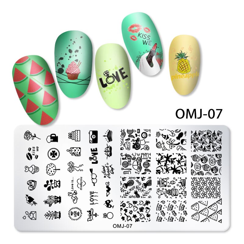 1Pc Nail Art estampage modèle plaque papillon géométrique en acier inoxydable transfert pochoirs ongles modèle bricolage polonais imprimer Image: OMJ-07